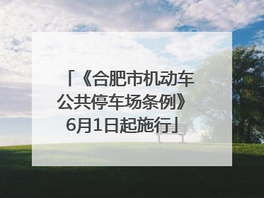 《合肥市机动车公共停车场条例》6月1日起施行