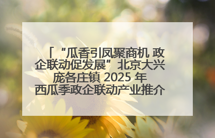 “瓜香引凤聚商机 政企联动促发展”北京大兴庞各庄镇 2025 年西瓜季政企联动产业推介活动圆满举行