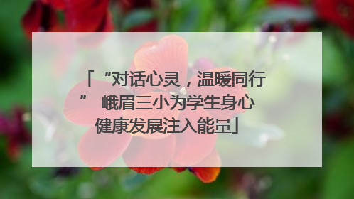 “对话心灵，温暖同行” 峨眉三小为学生身心健康发展注入能量