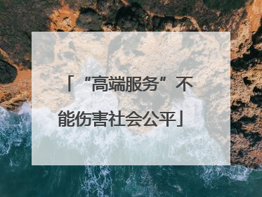 “高端服务”不能伤害社会公平