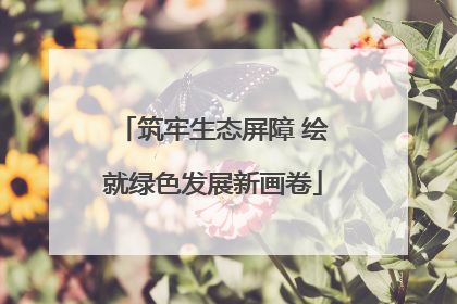 筑牢生态屏障 绘就绿色发展新画卷
