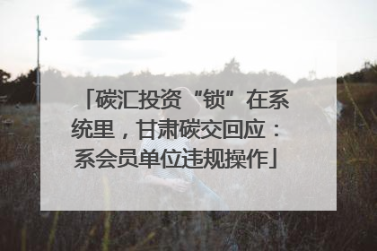 碳汇投资“锁”在系统里，甘肃碳交回应：系会员单位违规操作