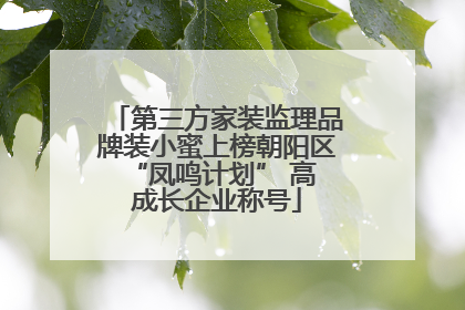 第三方家装监理品牌装小蜜上榜朝阳区 “凤鸣计划” 高成长企业称号