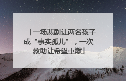 一场悲剧让两名孩子成“事实孤儿”，一次救助让希望重燃