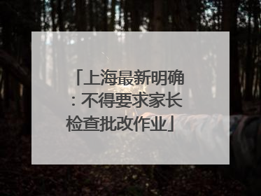 上海最新明确：不得要求家长检查批改作业