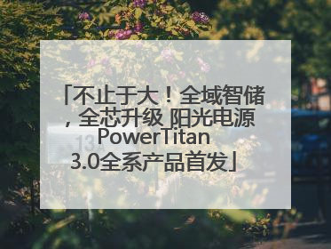 不止于大！全域智储，全芯升级 阳光电源PowerTitan3.0全系产品首发