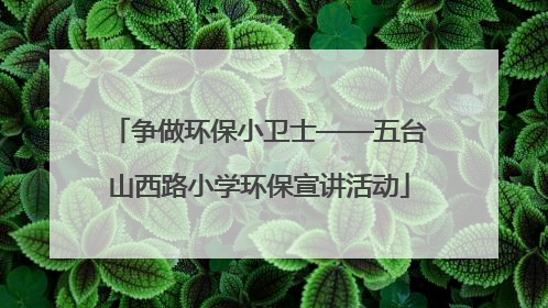 争做环保小卫士——五台山西路小学环保宣讲活动