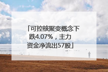 可控核聚变概念下跌4.07%，主力资金净流出57股