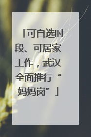 可自选时段、可居家工作，武汉全面推行“妈妈岗”
