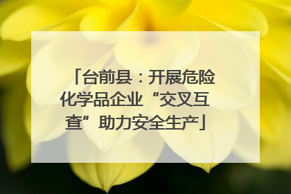 台前县：开展危险化学品企业“交叉互查”助力安全生产