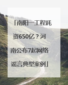 南阳一工程耗资650亿？河南公布7起网络谣言典型案例