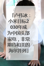 卢伟冰：小米目标2030年成为中国头部家电，非常期待和美的海尔并列