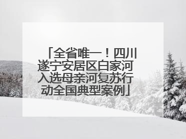 全省唯一！四川遂宁安居区白家河入选母亲河复苏行动全国典型案例