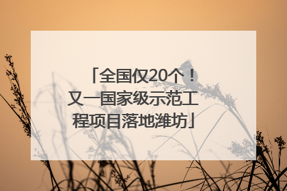 全国仅20个!又一国家级示范工程项目落地潍坊