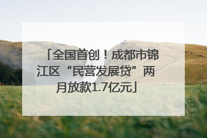 全国首创！成都市锦江区“民营发展贷”两月放款1.7亿元