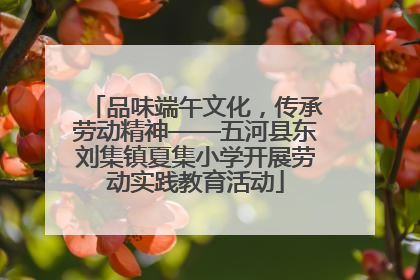 品味端午文化，传承劳动精神——五河县东刘集镇夏集小学开展劳动实践教育活动