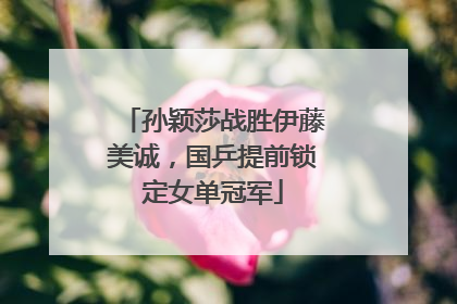 孙颖莎战胜伊藤美诚，国乒提前锁定女单冠军