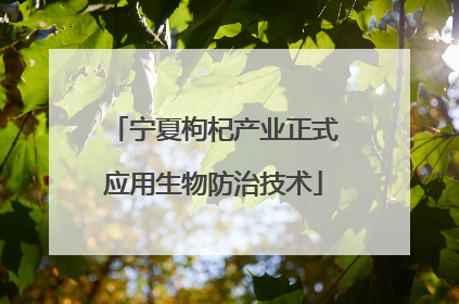 宁夏枸杞产业正式应用生物防治技术