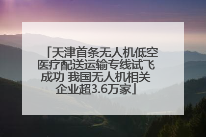 天津首条无人机低空医疗配送运输专线试飞成功 我国无人机相关企业超3.6万家