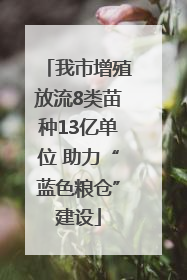 我市增殖放流8类苗种13亿单位 助力“蓝色粮仓”建设