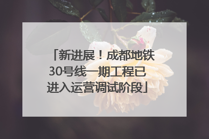 新进展！成都地铁30号线一期工程已进入运营调试阶段