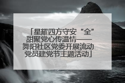 星耀四方守安“全” 甜聚党心传温情——舞阳社区党委开展流动党员建党节主题活动