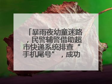 暴雨夜幼童迷路，民警辅警借助超市快递系统排查“手机尾号”，成功联系上家长