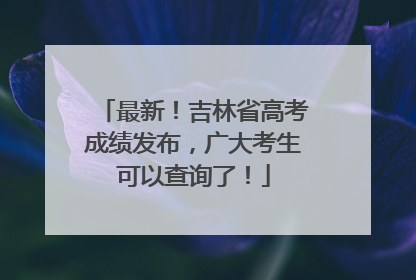 最新！吉林省高考成绩发布，广大考生可以查询了！