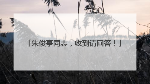 朱俊亭同志，收到请回答！