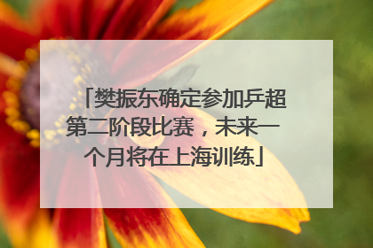 樊振东确定参加乒超第二阶段比赛，未来一个月将在上海训练