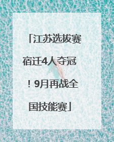 江苏选拔赛宿迁4人夺冠！9月再战全国技能赛