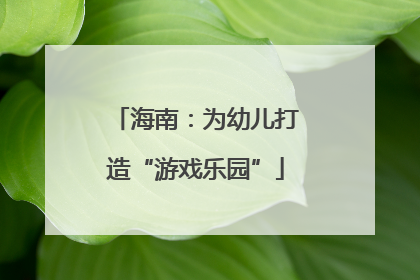海南：为幼儿打造“游戏乐园”