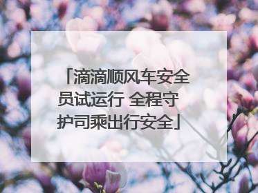 滴滴顺风车安全员试运行 全程守护司乘出行安全