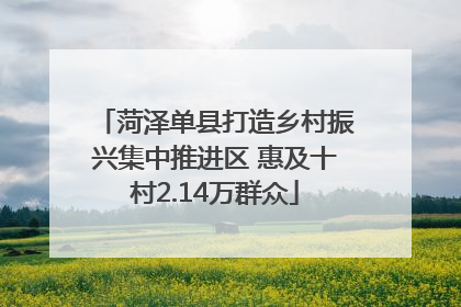 菏泽单县打造乡村振兴集中推进区 惠及十村2.14万群众