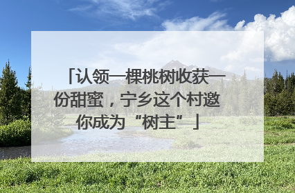 认领一棵桃树收获一份甜蜜，宁乡这个村邀你成为“树主”