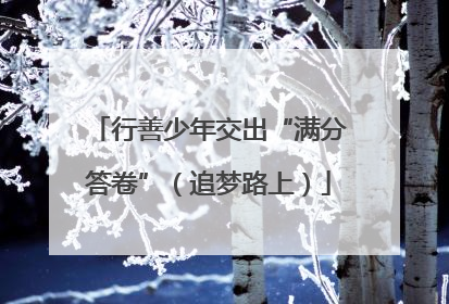 行善少年交出“满分答卷”（追梦路上）