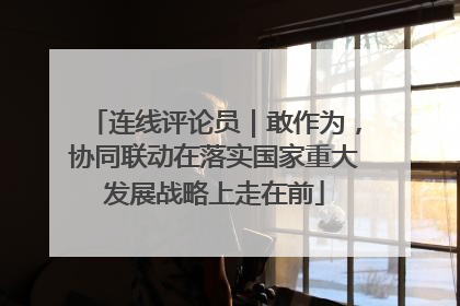 连线评论员｜敢作为，协同联动在落实国家重大发展战略上走在前