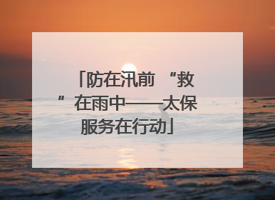 防在汛前 “救”在雨中——太保服务在行动