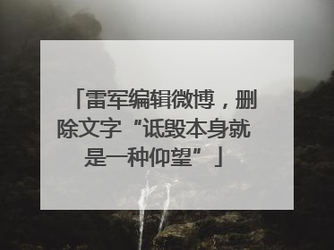 雷军编辑微博，删除文字“诋毁本身就是一种仰望”