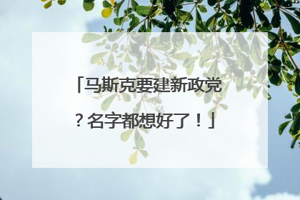 马斯克要建新政党？名字都想好了！