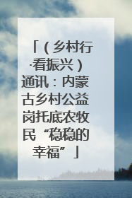 （乡村行·看振兴）通讯：内蒙古乡村公益岗托底农牧民“稳稳的幸福”