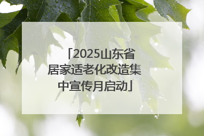 2025山东省居家适老化改造集中宣传月启动