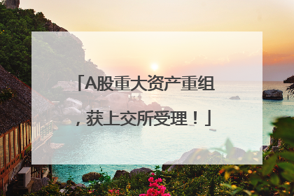 A股重大资产重组，获上交所受理！