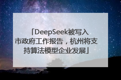 DeepSeek被写入市政府工作报告，杭州将支持算法模型企业发展